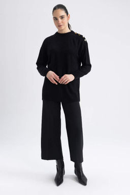 Свитер-туника с полуводолазкой свободного кроя - Defacto фото 2