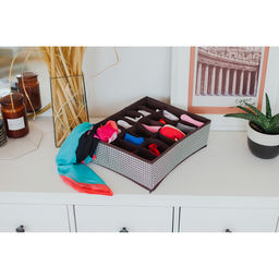 Органайзер для хранения белья Доляна Вилли, 18 ячеек, 353012 см, бело-коричневый  фото 5