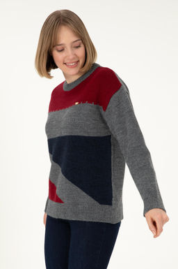 Женский темно-синий свитер с круглым вырезом Неожиданная скидка в корзине