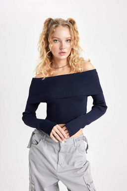 Cool Slim Fit свитер с открытыми плечами - Defacto фото 6