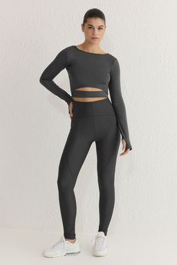 TRENDYOLMILLA Siyah Toparlay?c? Tam Boy Orme Spor Tayt TWOSS21TA0023 фото 13