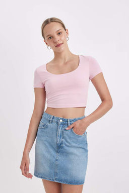 Базовая футболка с короткими рукавами и U-образным вырезом - Defacto фото 3