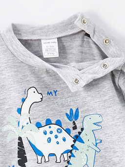 Bisiklet Yaka Uzun Kollu Bask?l? Erkek Bebek Ti??rt - Waikiki фото 2