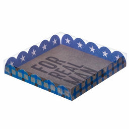 Цена за 5 шт. Коробка для печенья, кондитерская упаковка с пластиковой крышкой, For real man, 18?18?3 см