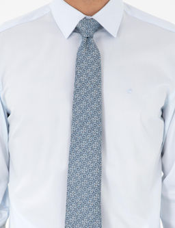 Голубая базовая рубашка зауженного кроя с длинным рукавом - Cacharel фото 6