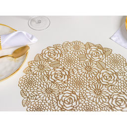 Набор салфеток сервировочных на стол Доляна Розы, 4 шт, d=38 см, цвет золотой  фото 10
