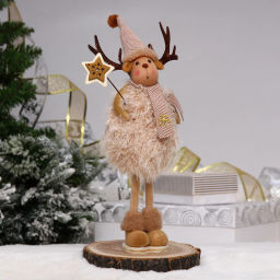 Фигурка новогодняя "Олень с волшебной палочкой" 28 см, коричневый