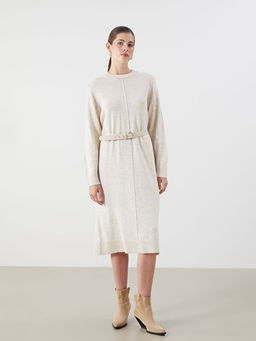 Bisiklet Yaka Oversize Triko Elbise