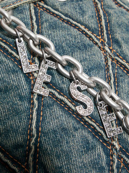 Женская сумка через плечо из денима DIESEL CHARM-D Артикул 4772377, серо-синий - Just cavalli фото 2