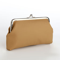 Косметичка женская на фермуаре, маленькая, бежевая