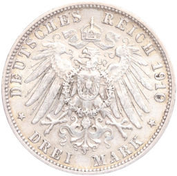 3 марки 1910 года F Германия (Вюртембург)