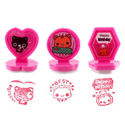 Набор для рисования: печать 3 шт., штемпельная подушка, карандаш 7 цветов, цвет розовый - Simaland фото 3