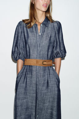 VESTIDO MIDI CINTUR?N / ?ndigo - Zara фото 3