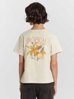 Футболка женская желтая с принтом и надписью tropical mood - Mark formelle фото 2