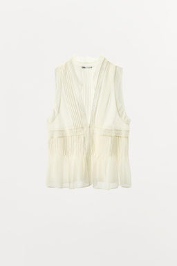 PLEATED LACE TRIM TOP - Zara фото 4