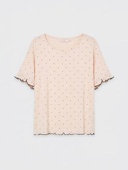 Bisiklet Yaka Puantiyeli Kad?n ?ortlu Pijama Tak?m?