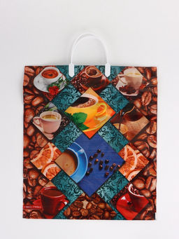 Цена за 5 шт. Пакет "Кофейное настроение, полиэтиленовый с вырубной ручкой, пласт. 38х44 см, 90 мкм