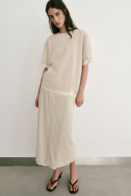 TOP COMBINADO PUNTO / Beige claro