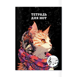 Тетрадь для нот 12 л. арт. 70022 РЫЖАЯ КОШКА /А4, белый офсет, мягкий переплёт (2 скобы), облож.- ме
