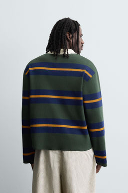 STRIPED KNIT POLO SHIRT WITH CONTRAST COLLAR - Zara фото 3