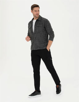 Siyah Slim Fit Kanvas Pantolon