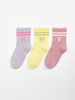 Desenli K?z ?ocuk Soket ?orap 3l?