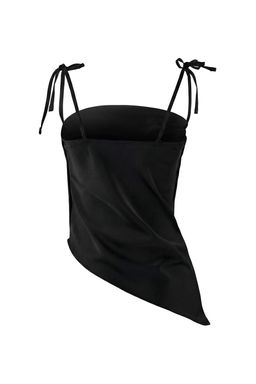 Siyah Duz Kruvaze Kolsuz Orme Viskon Suprem Party Bluz TPRSS26BZ00015 - Trendyolmilla фото 2