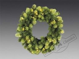 Венок еловый Шэмрок зеленый c литой силиконовой хвоей (30 LED огней) d=50 см