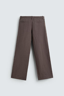 PANTAL?N RELAXED FIT 100% LINO / Marr?n / Topo