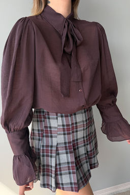 Bordo Baglama Detayl? Hafif Transparan Yumusak Hisli Boho Gomlek TWOAW26GO00111 - Trendyolmilla фото 3