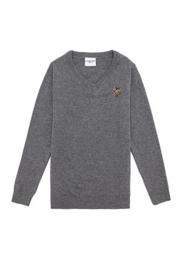 Boy Grey Melange V - Neck Knitwear Sweater Basic - U.s. polo assn фото 4