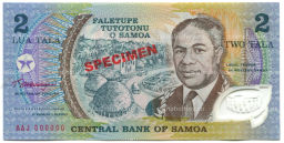Банкнота 2 тала 1990 года Самоа  Образец