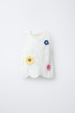 TOP PUNTO CROCHET FLORES / Crudo