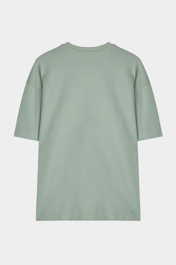 Mint Oversize/Genis Kesim Nak?sl? %100 Pamuklu Tok Kumas T-shirt TMNSS25TS00054
