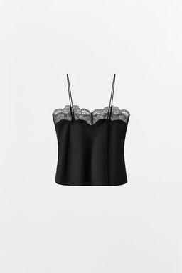 SATIN STRAPPY TOP WITH LACE TRIM - Zara фото 5