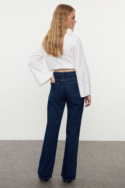 Koyu Mavi Yuksek Bel Wide Leg Jeans TWOAW25JE00073