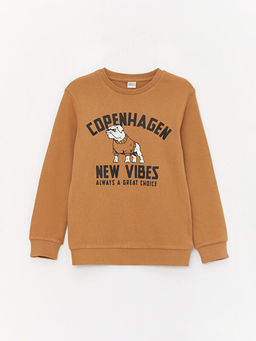 Bisiklet Yaka Bask?l? Uzun Kollu Erkek ?ocuk Ti??rt