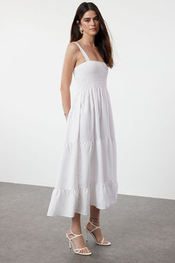 TRENDYOLMILLA Siyah Duz A Kesim Gipeli Kare Yaka Maxi Dokuma Elbise TWOSS24EL01052  фото 9