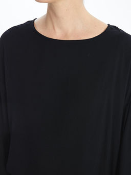 Bisiklet Yaka D?z Uzun Kollu Kad?n Bluz