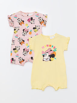 Bisiklet Yaka Minnie Mouse Bask?l? K?z Bebek Tulum 2li