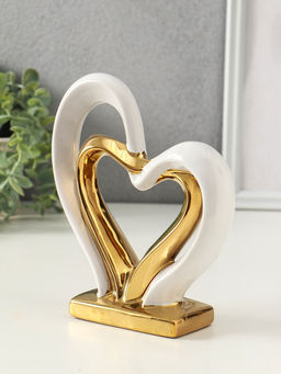 Фигурка керамика Сплетённые сердца, белый с золотом, 5.5?17.5?19.5 см