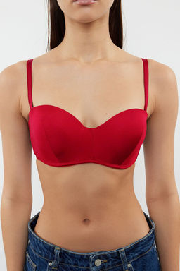 TRENDYOLMILLA Ten Dolgulu/Push-Up Butun Kap C?kar?labilir Ip Ask?l? Straplez Orme Sutyen THMAW21SU0059 фото 3