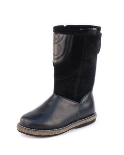 Монголки женские на войлочной подошве., Черные. Кожа. Молния. Подклад овчина.