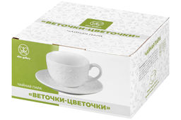 Чайная пара Elan Gallery Веточки-цветочки 300 мл  фото 6