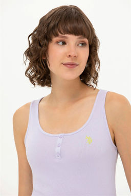 U. S. Polo Assn Женская сиреневая базовая футболка без рукавов с круглым вырезом - U.s. polo assn фото 4