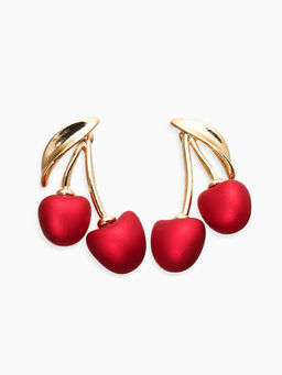 Серьги жемчуг "Вишня", цвет красный в золоте