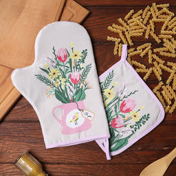 Набор кухонный «Доляна. Букет»: варежка 20×28 см, прихватка 17×17 см, 35% хлопок, 65% п/э