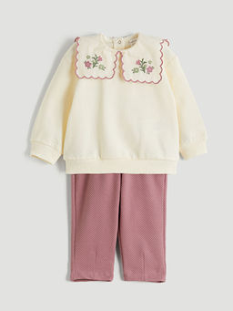 Bisiklet Yaka Ask?l? K?z Bebek Bluz ve Pantolon 2li Tak?m