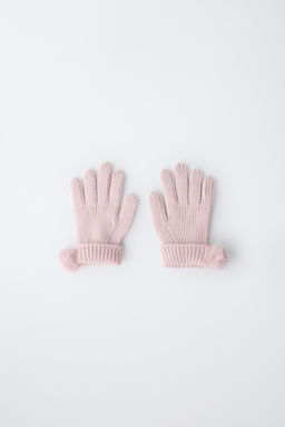 KNIT GLOVES WITH POMPOM