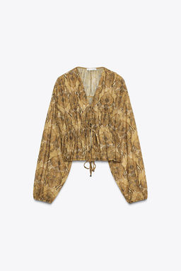 PRINTED TOP WITH TIES - Zara фото 7